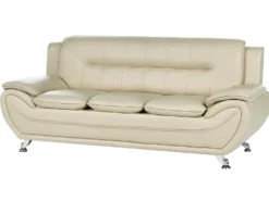 Sofa 3 personers LEIRA Kunstlæder Beige