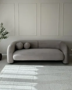 Sofa 3 personers LEIREN Velour Brungrå