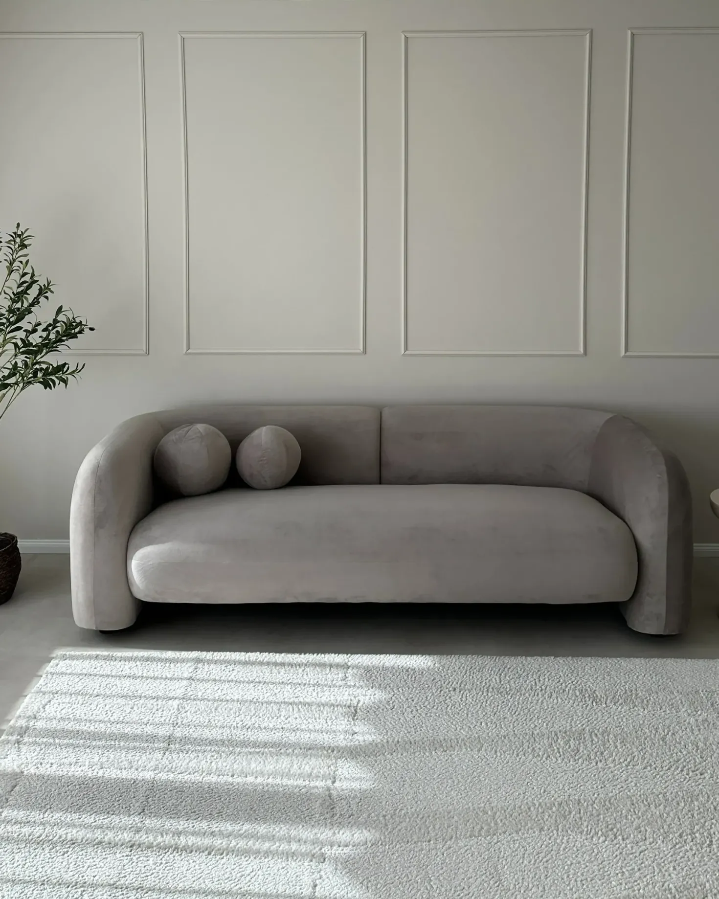Sofa 3 personers LEIREN Velour Brungrå