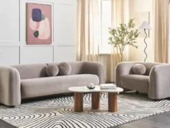 Sofa 3 personers LEIREN Velour Brungrå