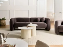 Sofa 3 personers LEIREN Velour Mørkebrun