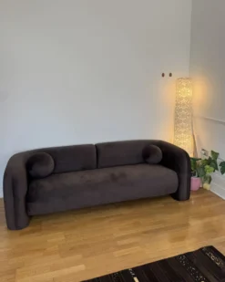 Sofa 3 personers LEIREN Velour Mørkebrun