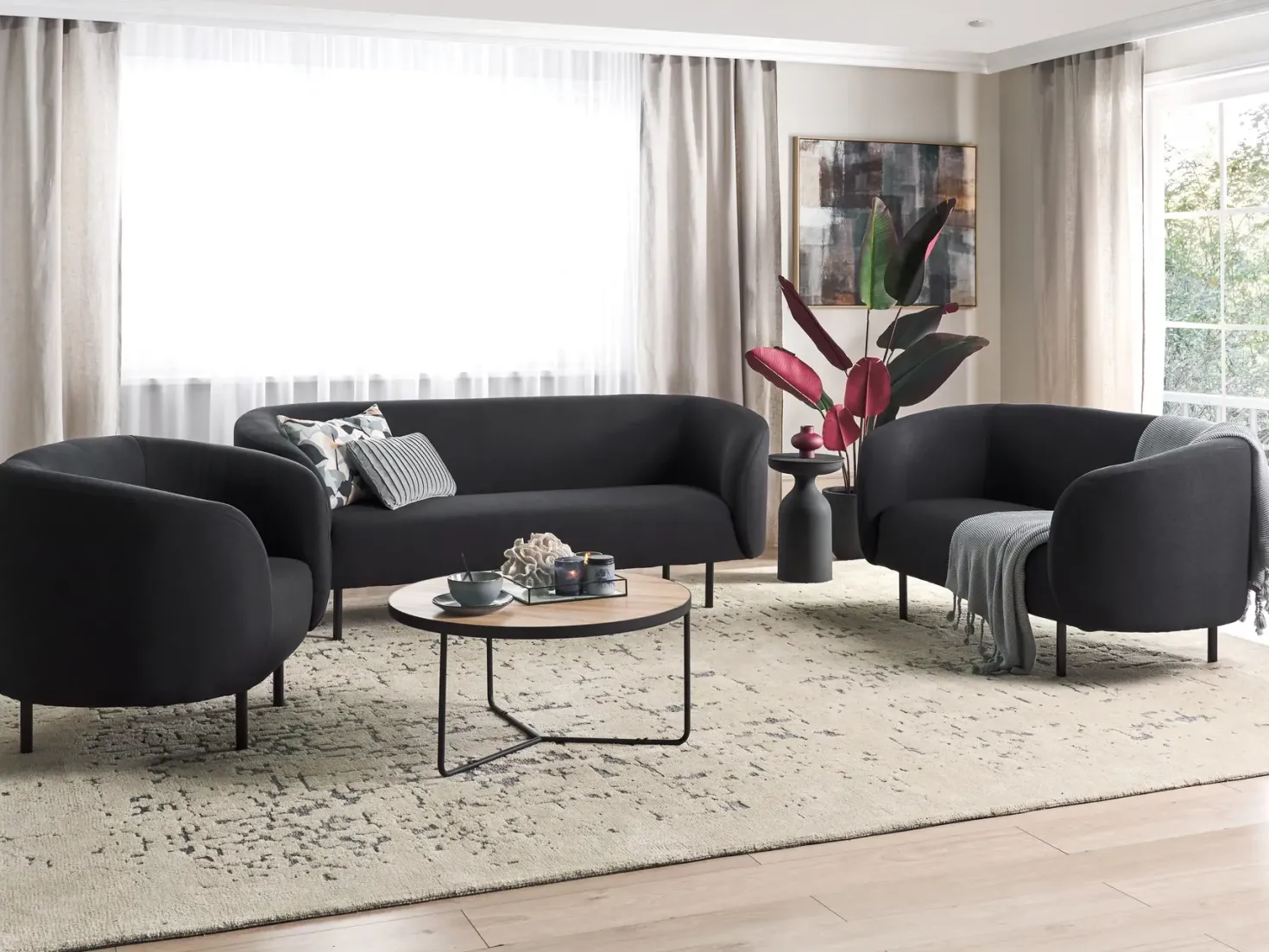 Sofa 3 personers LOEN Sort