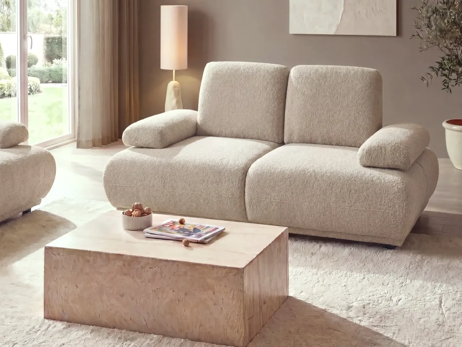 Sofa 2 personers NACKA Boucle Beige