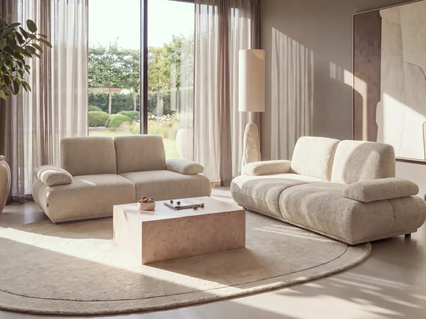 Sofa 2 personers NACKA Boucle Beige