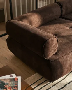 Sofa 3 personers SALLA Mørkebrun med fodskammel