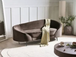 Sofa 2 personers SAVAR Velour Mørkebrun