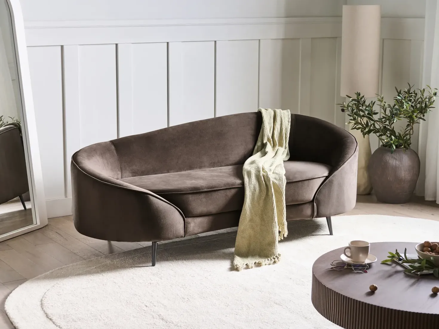 Sofa 2 personers SAVAR Velour Mørkebrun