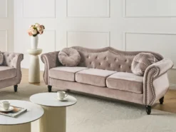 Sofa 3 personers SKIEN Velour Brungrå