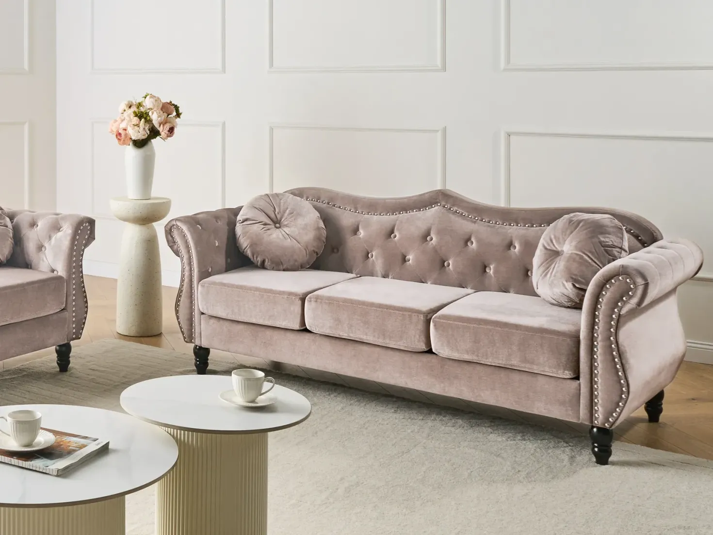 Sofa 3 personers SKIEN Velour Brungrå