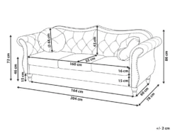 Sofa 3 personers SKIEN Velour Brungrå