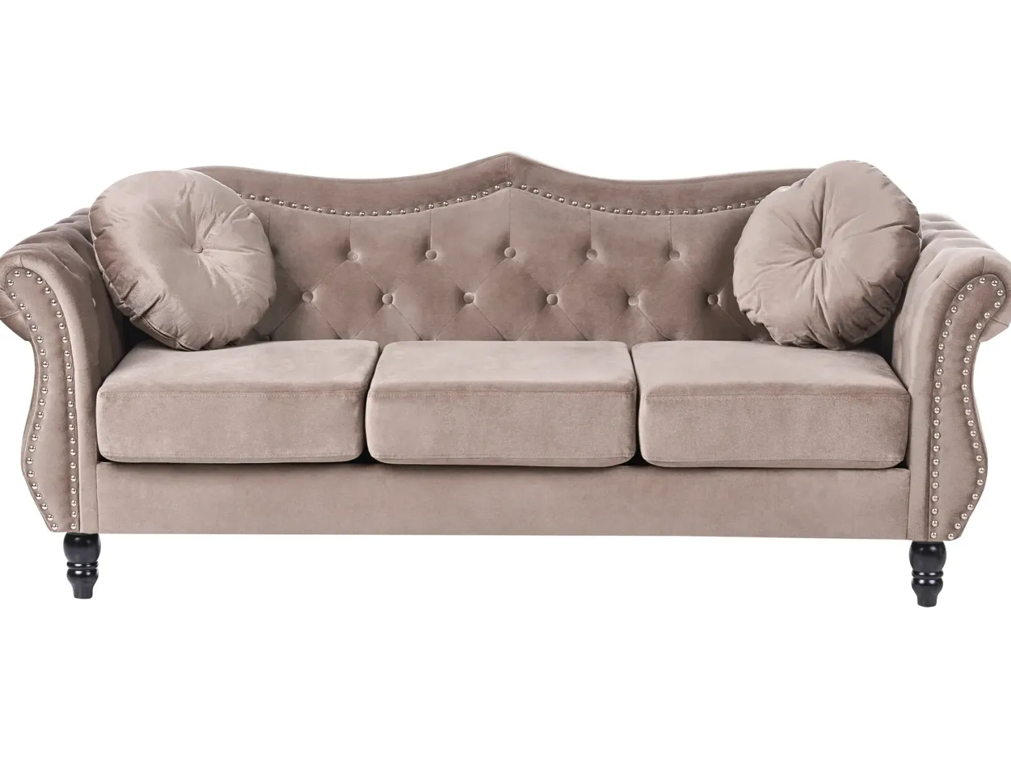 Sofa 3 personers SKIEN Velour Brungrå