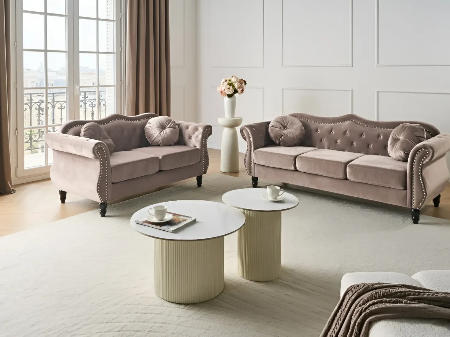 Sofa 3 personers SKIEN Velour Brungrå