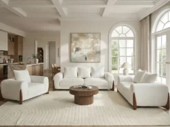 Sofa 3 personers VINLIDEN Boucle Hvid