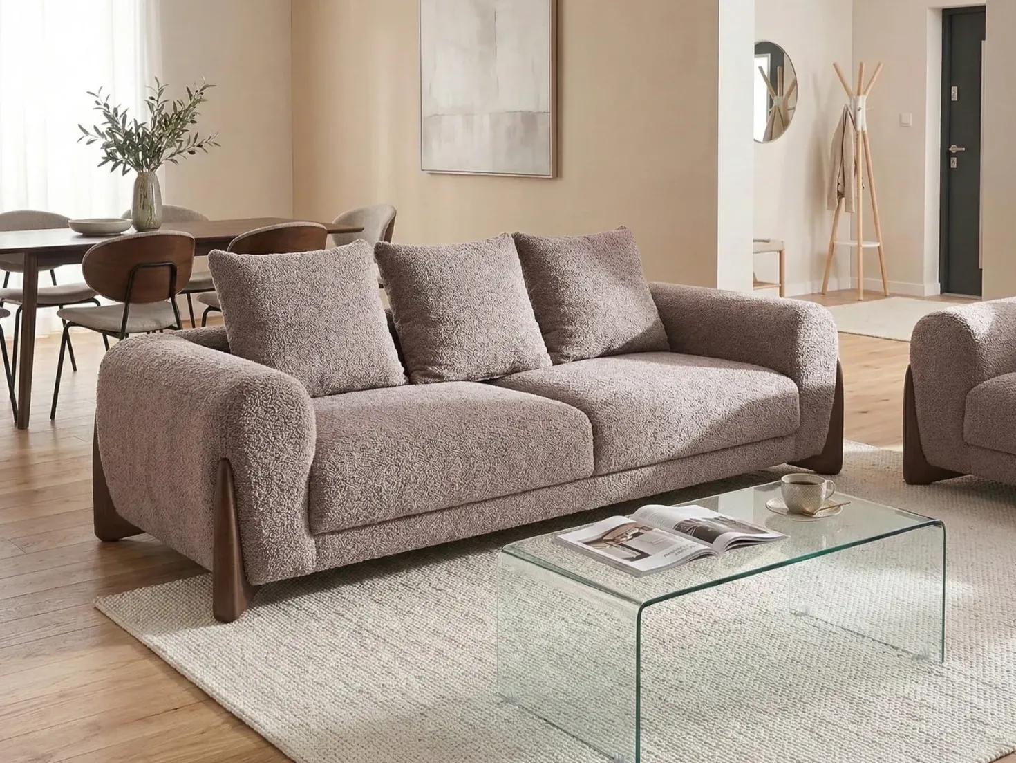Sofa 3 personers VINLIDEN Boucle Brun