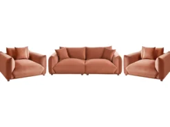 Sofasæt 5 personers LUVOS Velour Guldbrun