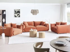 Sofasæt 5 personers LUVOS Velour Guldbrun