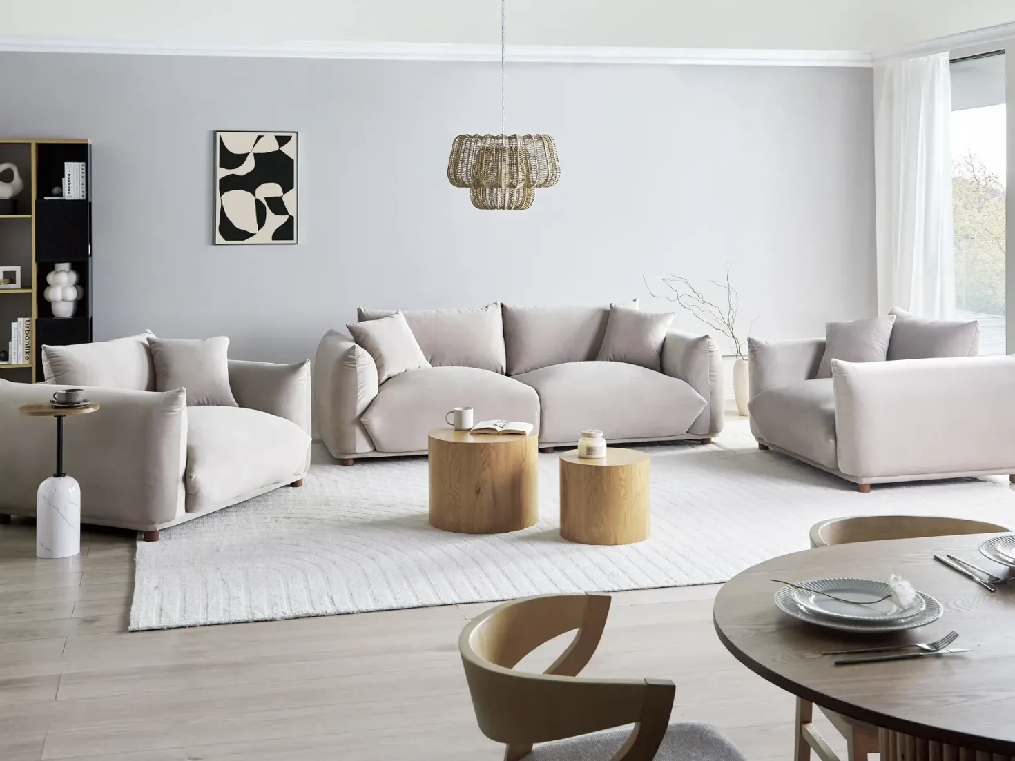 Sofasæt 5 personers LUVOS Velour Brungrå