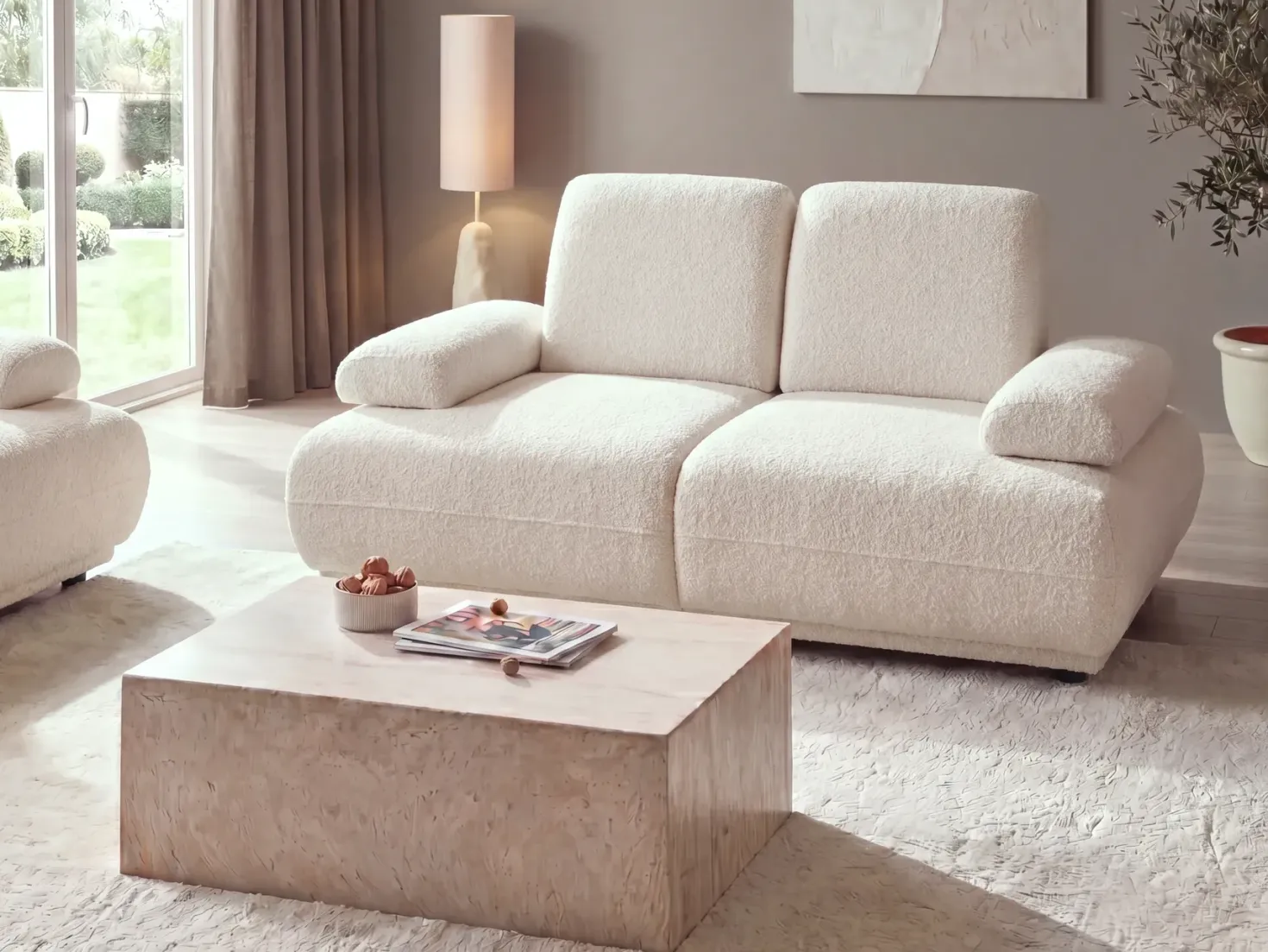 Sofasæt 5 personers NACKA Boucle Cremehvid