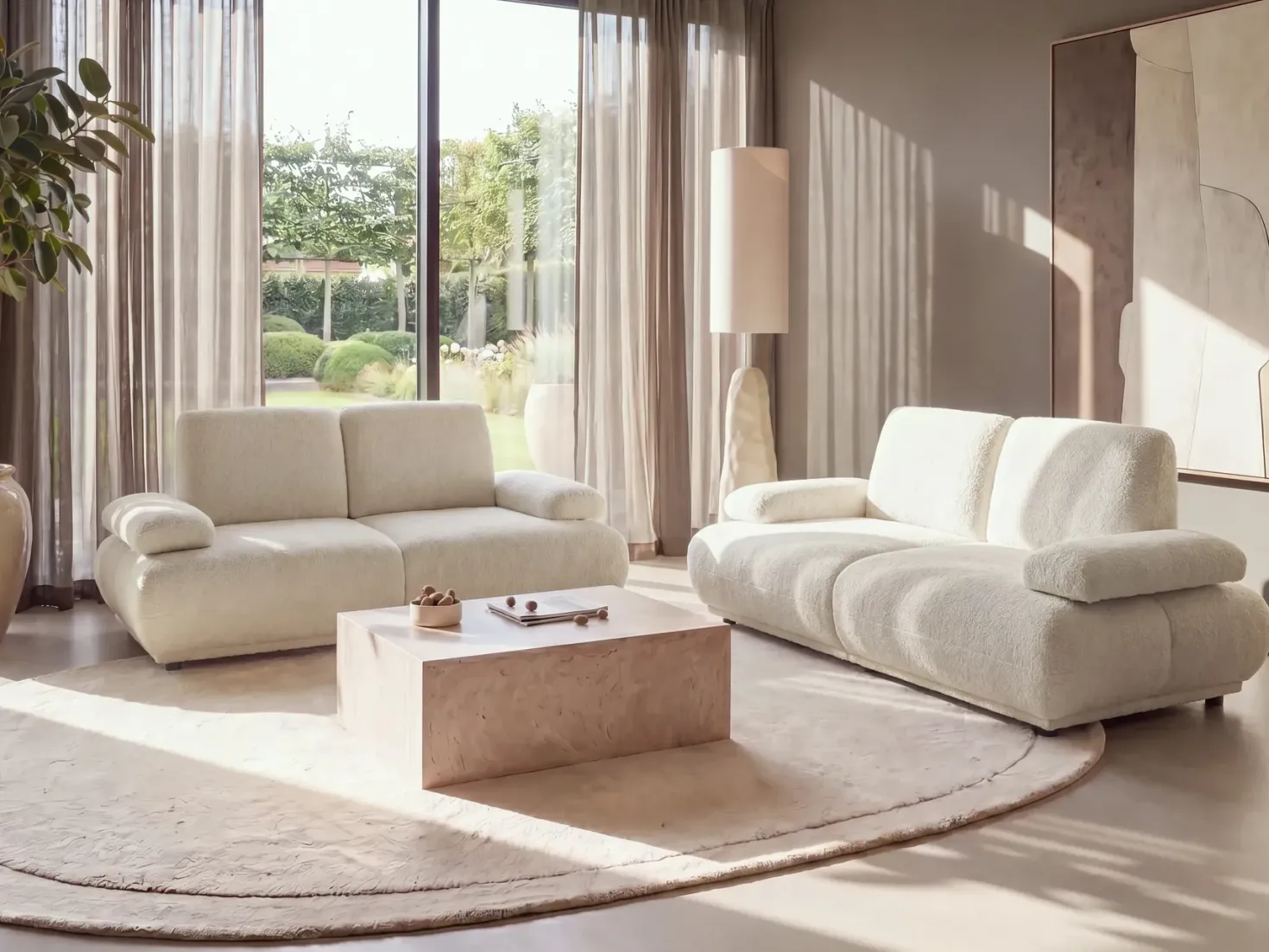 Sofasæt 5 personers NACKA Boucle Cremehvid