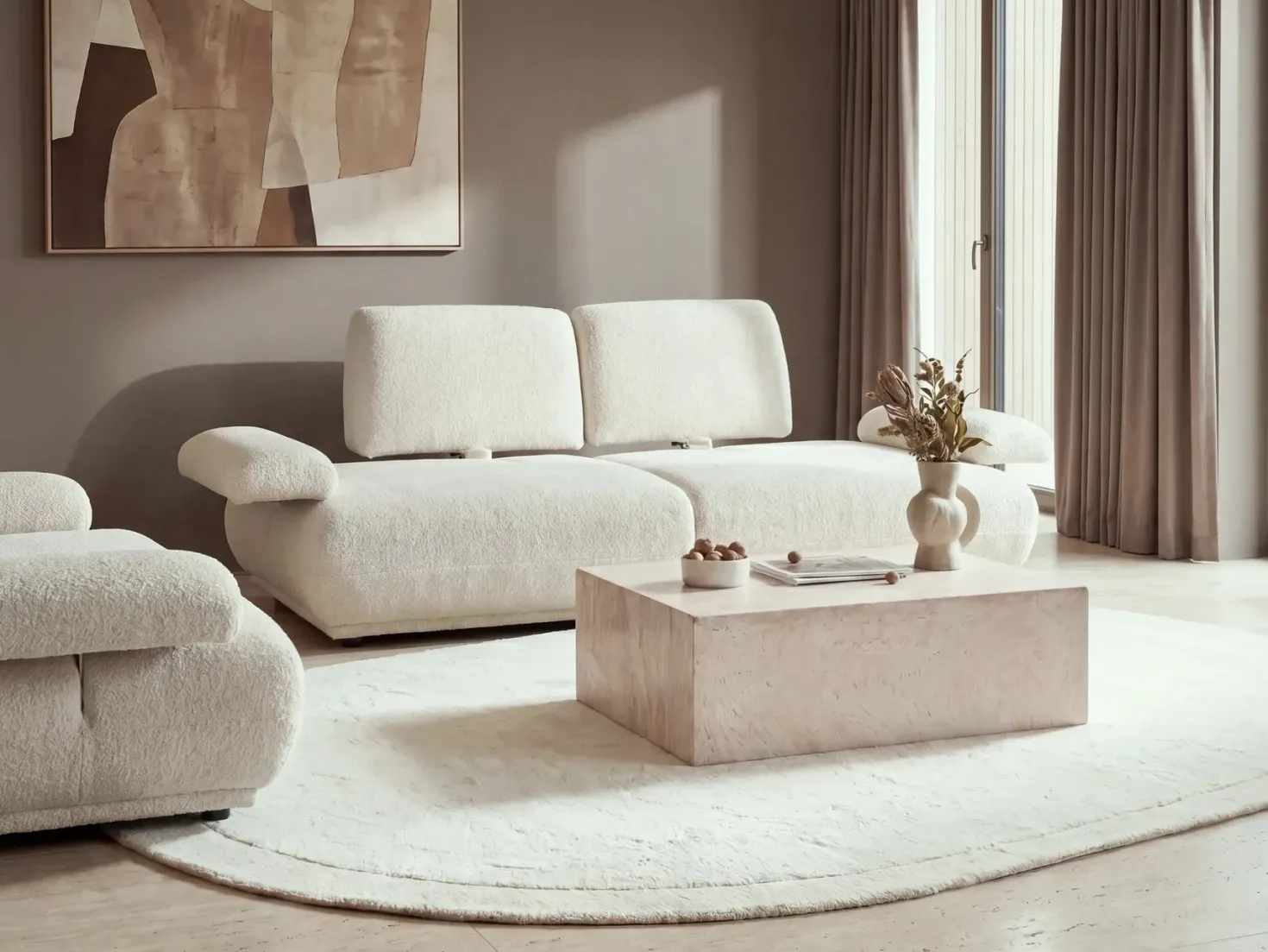Sofasæt 5 personers NACKA Boucle Cremehvid