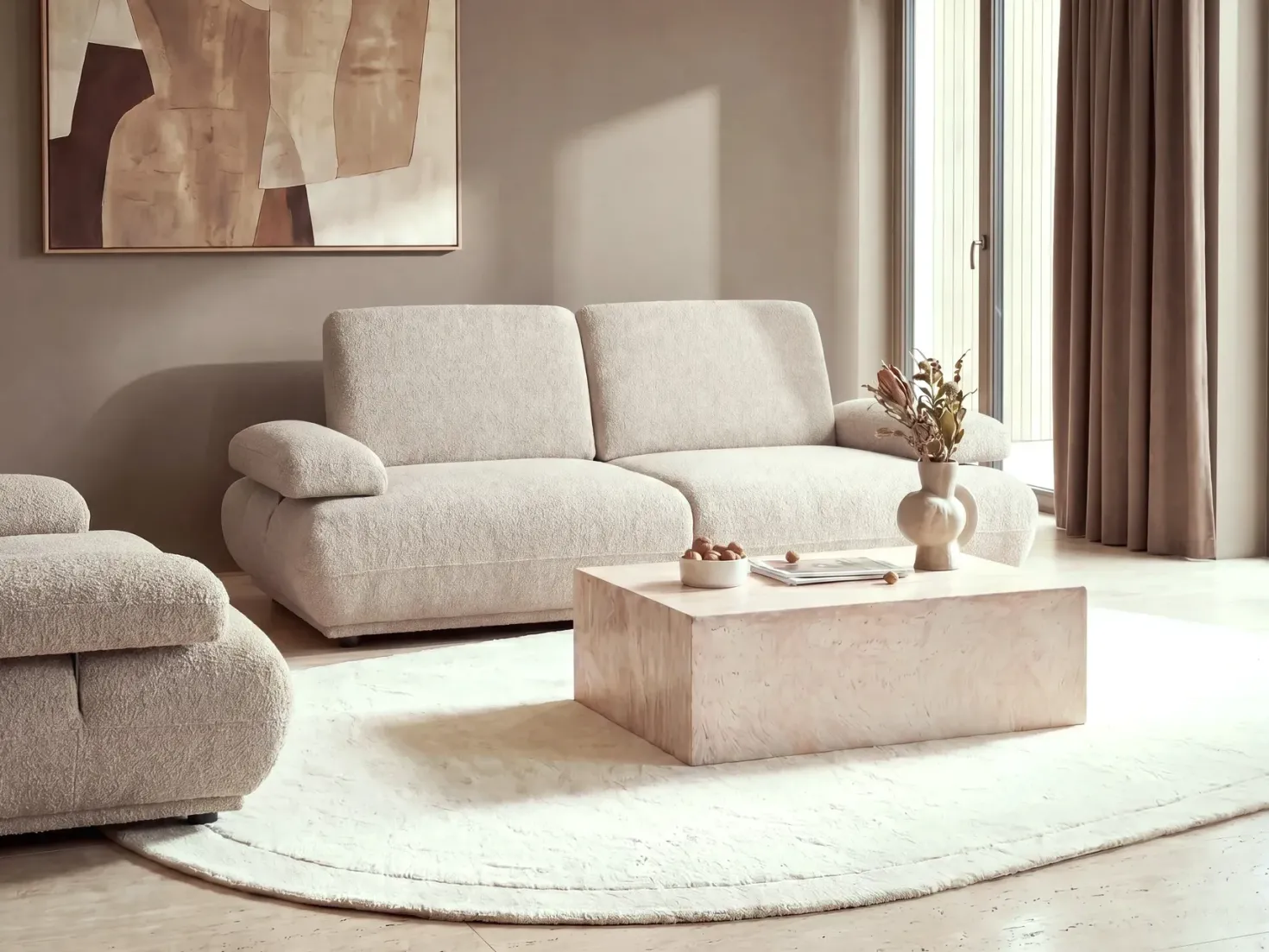Sofasæt 5 personers NACKA Boucle Beige