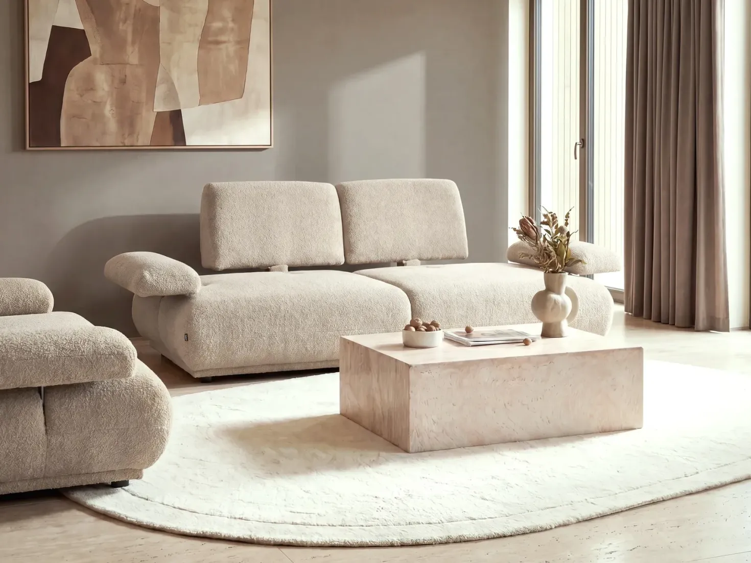 Sofasæt 5 personers NACKA Boucle Beige