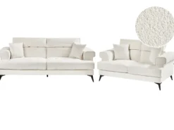 Sofasæt 5 personers SKIVE Boucle Hvid