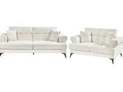 Sofasæt 5 personers SKIVE Boucle Hvid