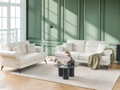 Sofasæt 5 personers SKIVE Boucle Hvid