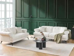 Sofasæt 5 personers SKIVE Boucle Hvid