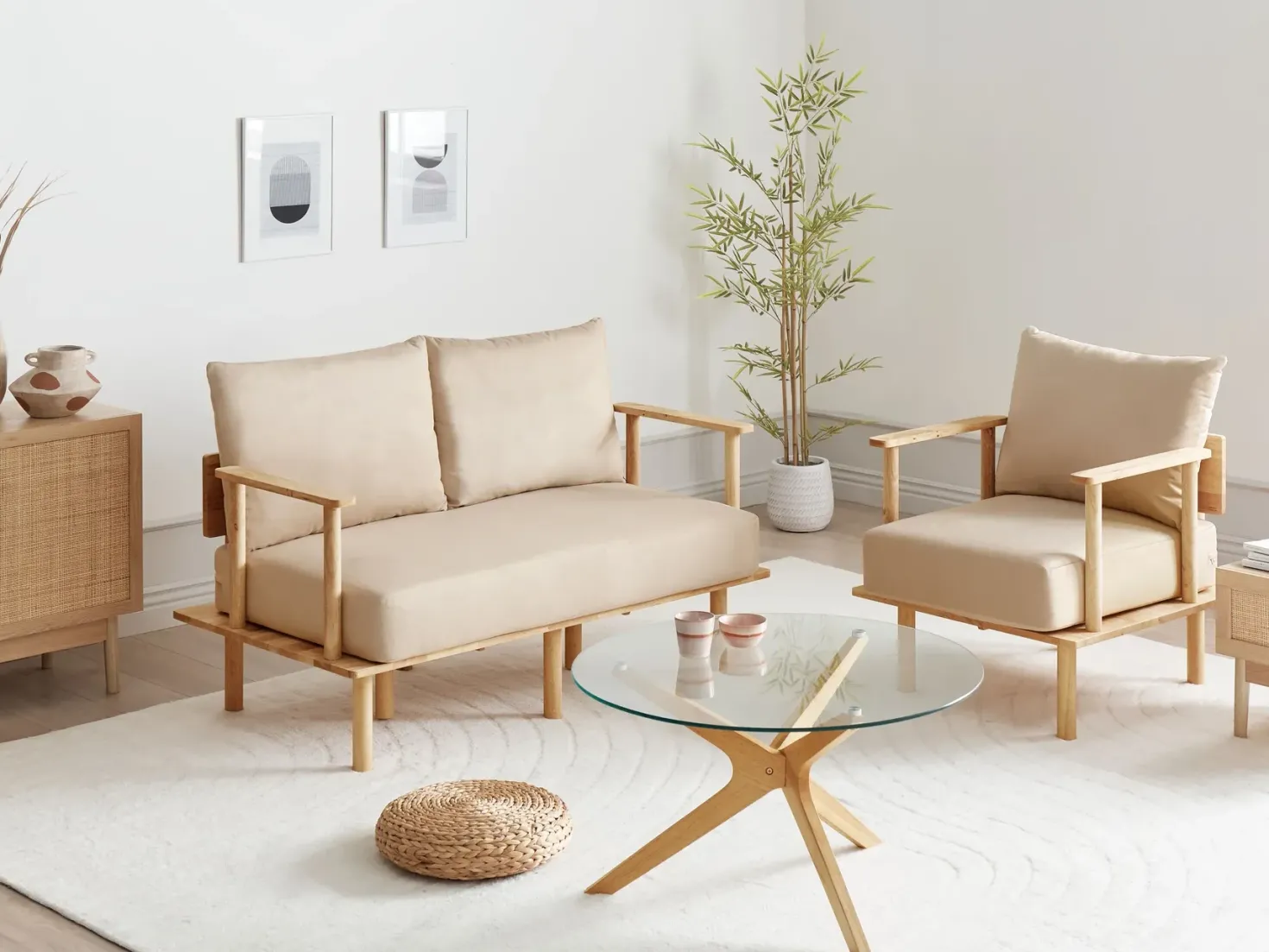 Sofasæt 3 personers ASKER Sand Beige