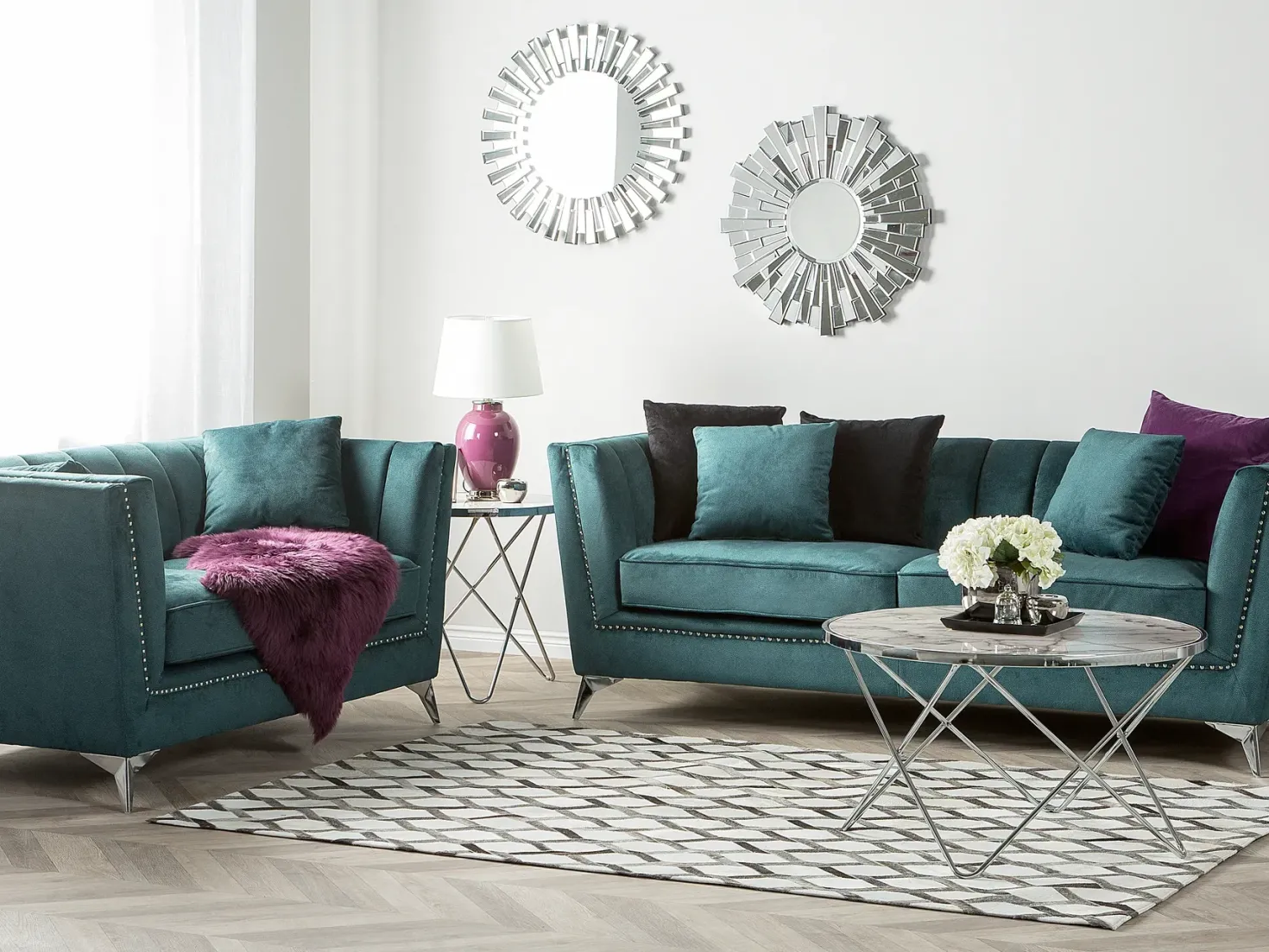 Sofasæt 5 personers GAULA Velour Blågrøn