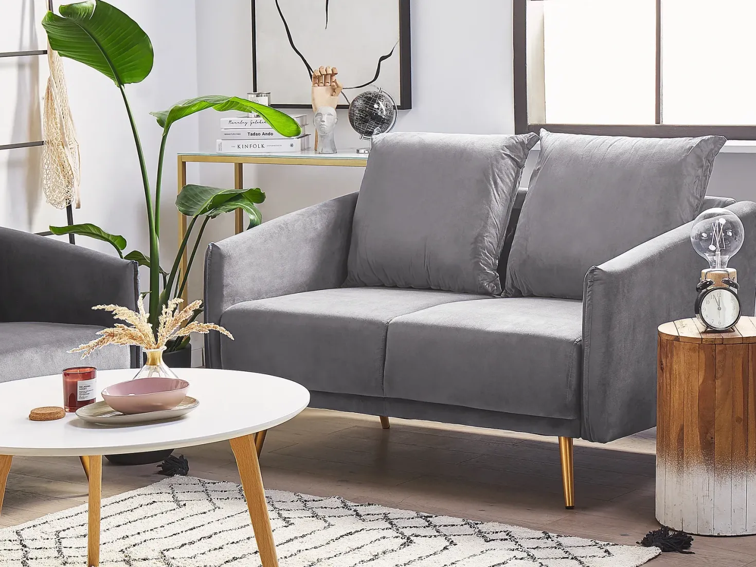 Sofasæt 5 personers MAURA Velour Grå