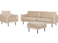 Sofasæt 5 personers VINTERBRO Velour Beige med fodskammel