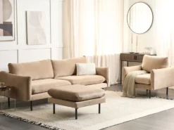 Sofasæt 5 personers VINTERBRO Velour Beige med fodskammel