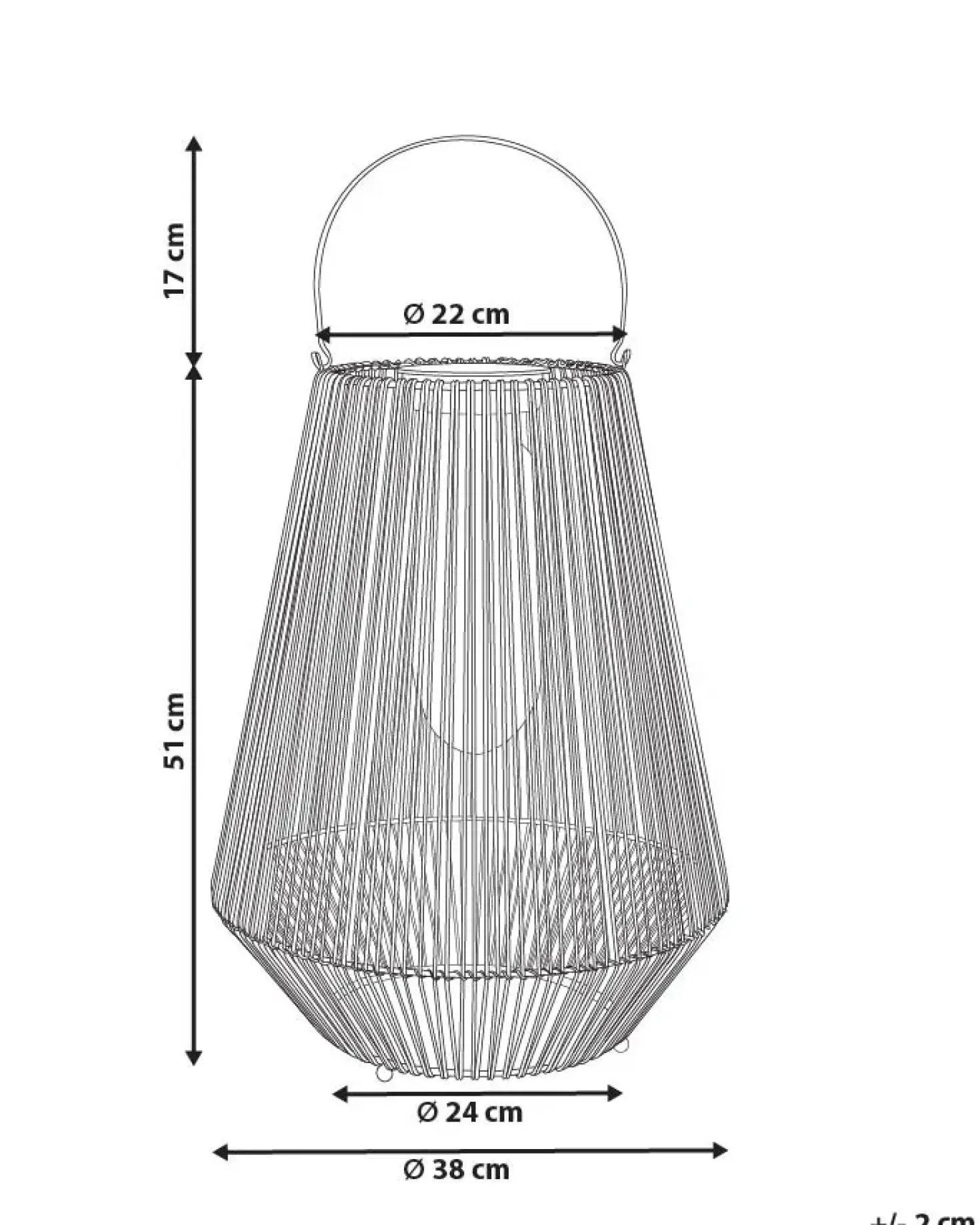 Solcelledrevet lanterne LUSWISHI 68 cm Naturlig