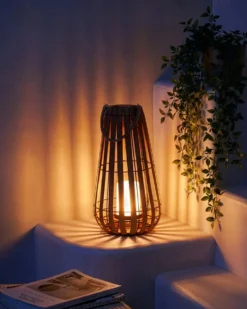 Solcelledrevet lanterne MATETSI 58 cm Lysebrun