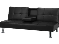 Sovesofa 3 personers ROXEN Kunstlæder Sort