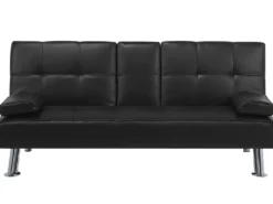 Sovesofa 3 personers ROXEN Kunstlæder Sort