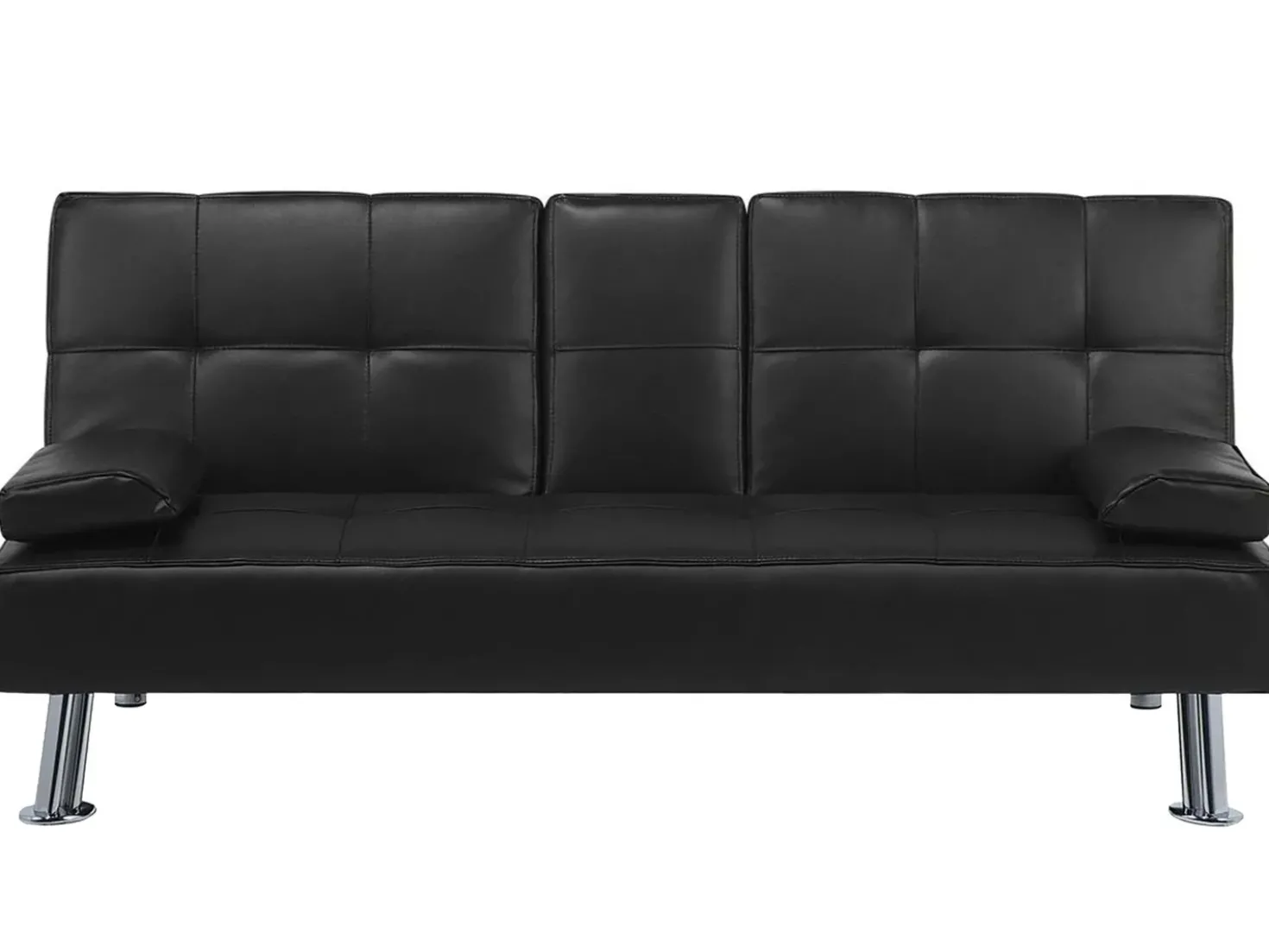 Sovesofa 3 personers ROXEN Kunstlæder Sort