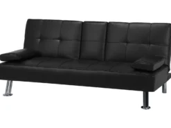 Sovesofa 3 personers ROXEN Kunstlæder Sort
