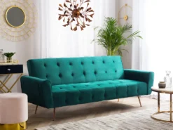 Sovesofa 3 personers SELNES Velour Smaragdgrøn