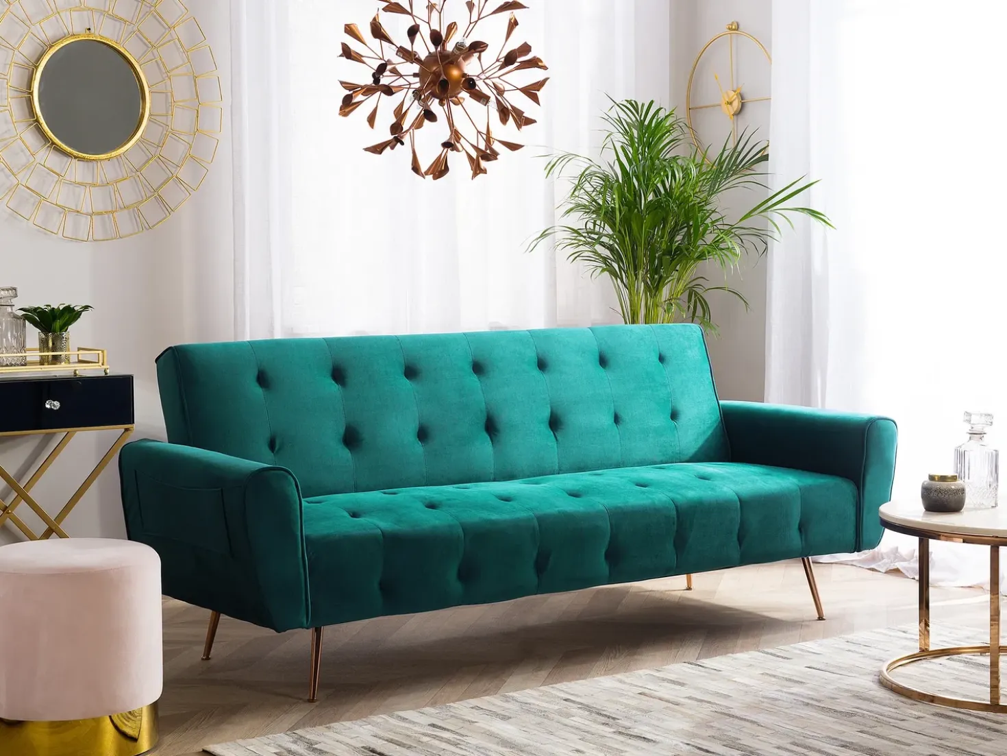 Sovesofa 3 personers SELNES Velour Smaragdgrøn