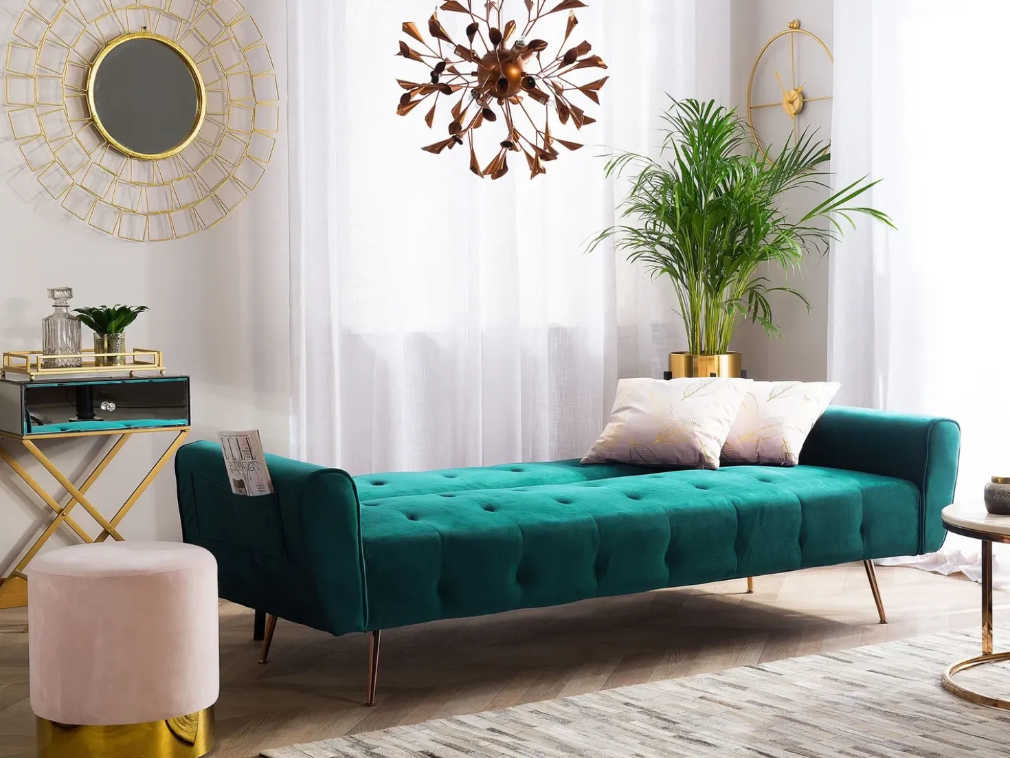 Sovesofa 3 personers SELNES Velour Smaragdgrøn