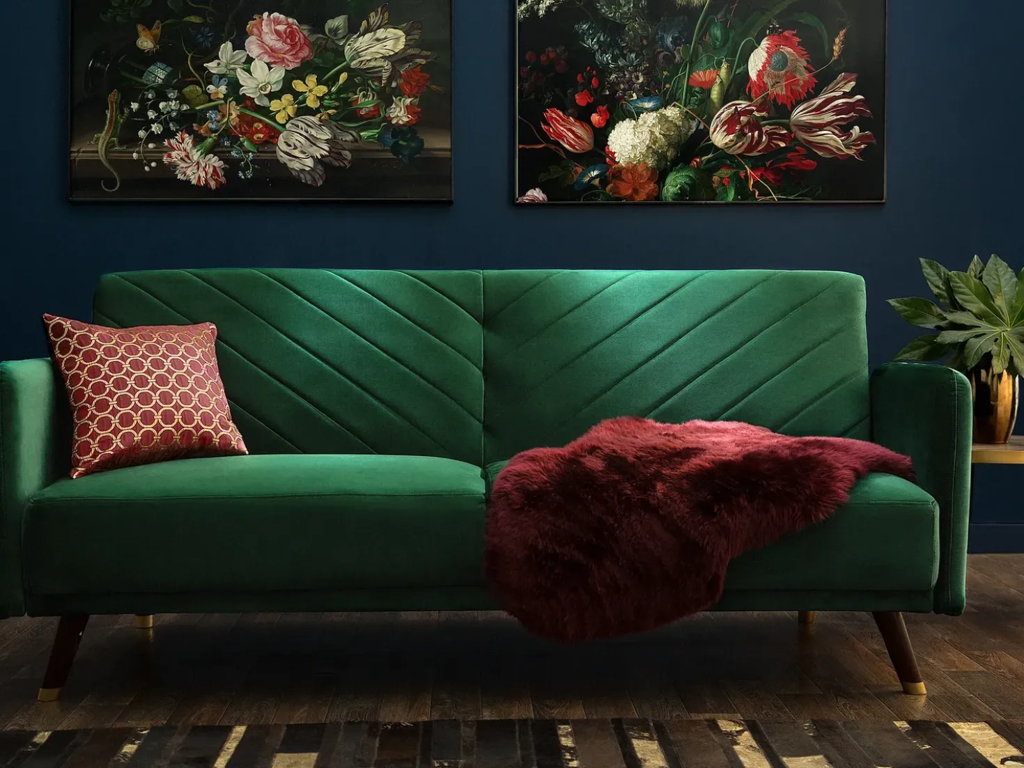 Sovesofa 3 personers SENJA Velour Smaragdgrøn