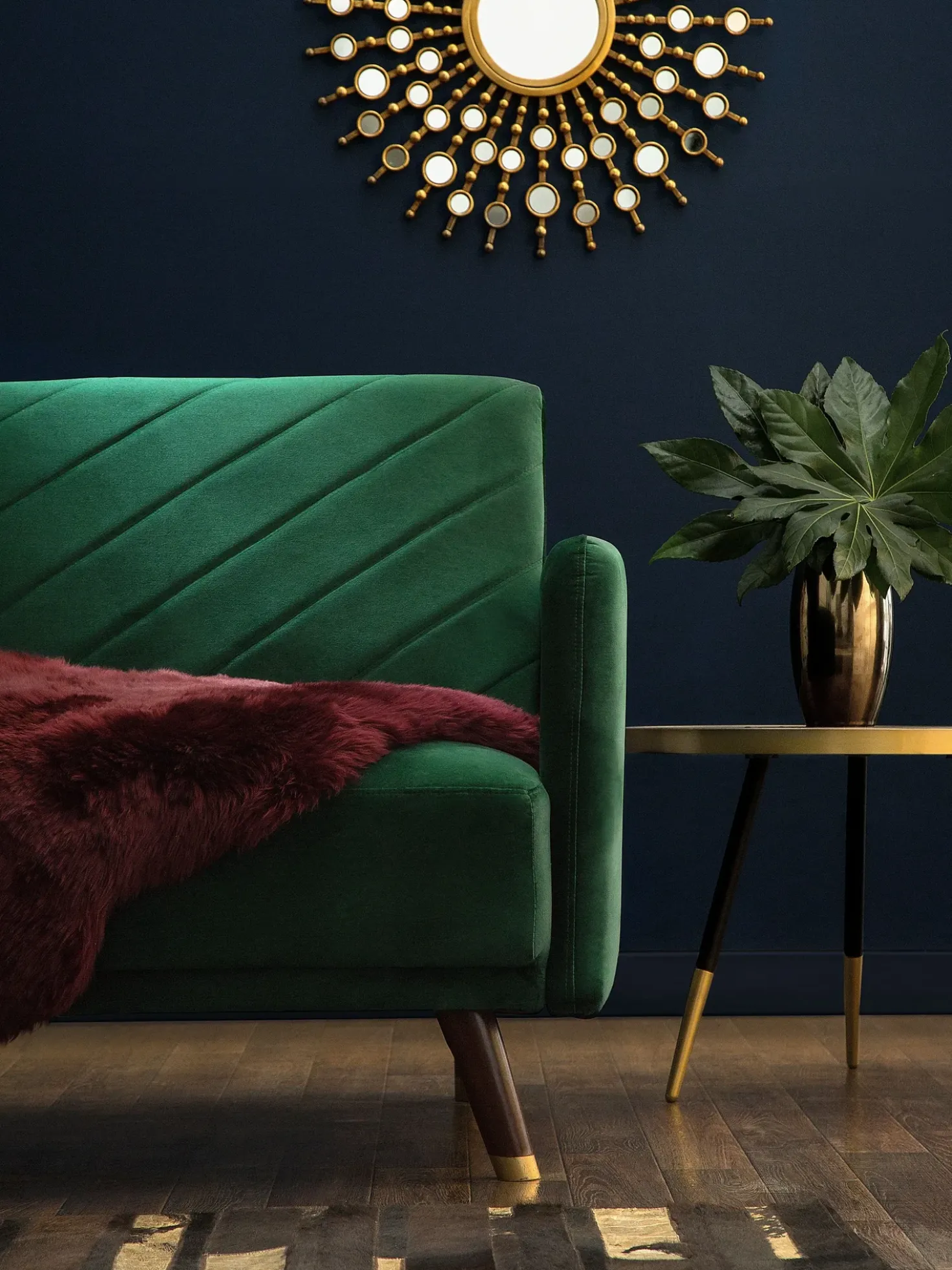 Sovesofa 3 personers SENJA Velour Smaragdgrøn