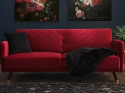 Sovesofa 3 personers SENJA Velour Mørkerød