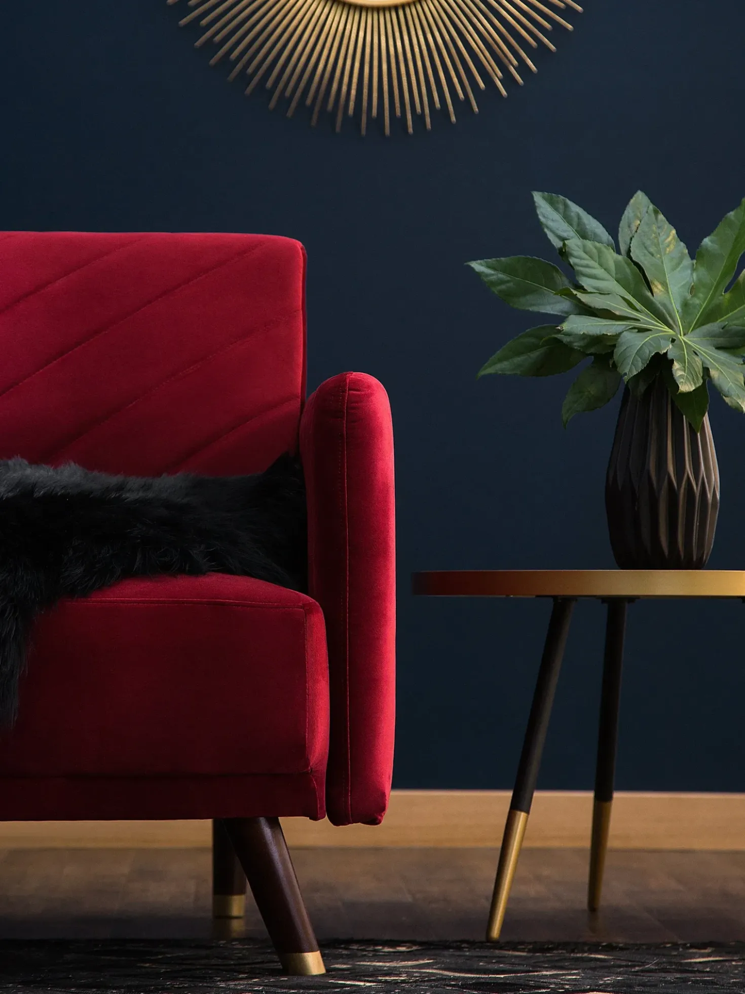 Sovesofa 3 personers SENJA Velour Mørkerød