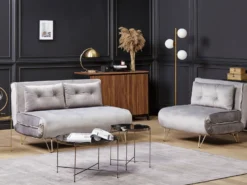 Sovesofa 2 personers VESTFOLD Velour Grå